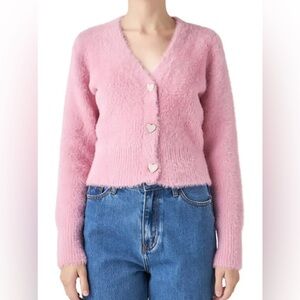 Valentine Sweater - English Factory Fuzzy Pink Sweater size XS- NWT